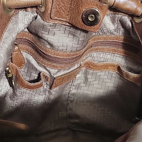 Cole Haan Dillan Ruched Cognac Brown Studded Satchel Bag Y2K Messy Fabulous - Picture 7 of 16